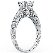 Load image into Gallery viewer, Kirk Kara White Gold Stella Princess Cut Diamond Engagement Ring Angled Side View 
