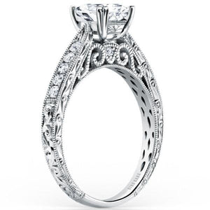 Kirk Kara White Gold Stella Princess Cut Diamond Engagement Ring Angled Side View 