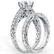 Load image into Gallery viewer, Kirk Kara White Gold Stella Princess Cut Diamond Engagement Ring Set Angled Side View 
