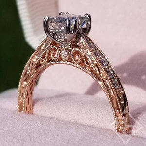Kirk Kara Rose Gold Stella Princess Cut Diamond Engagement Ring Angled Side View In Box 