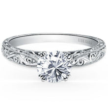 Load image into Gallery viewer, Kirk Kara White Gold Stella Round Cut Diamond Engraved Engagement Ring
