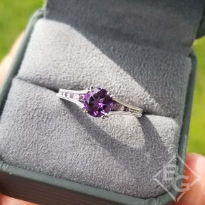Kirk Kara Stella Round Cut Purple Amethyst Diamond Engagement Ring