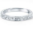 Load image into Gallery viewer, Kirk Kara White Gold &quot;Stella&quot; Scroll Engraved Milgrain Wedding Band Front View
