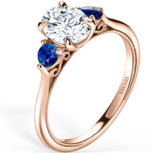 Load image into Gallery viewer, Kirk Kara &quot;Stella&quot; Three Stone Blue Sapphire Engagement Ring
