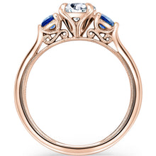 Load image into Gallery viewer, Kirk Kara &quot;Stella&quot; Three Stone Blue Sapphire Engagement Ring
