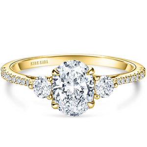Kirk Kara "Stella" Three Stone Round Side Stone Diamond Engagement Ring