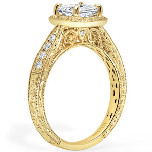 Kirk Kara "Stella" Vintage Style Cushion Halo Diamond Engagement Ring