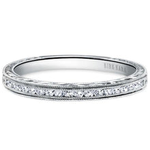 Load image into Gallery viewer, Kirk Kara White Gold   Stella Wheat Engraved Diamond Wedding Band Front View

