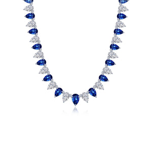 Lafonn 38 Carat Fancy Lab-Grown Sapphire & Simulated Diamond Pear Cut Tennis Choker Necklace