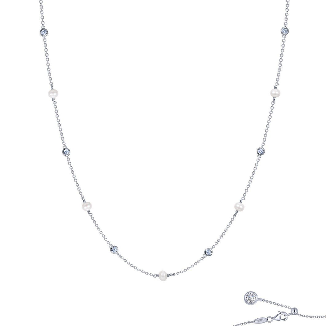 Lafonn Bezel Set Freshwater Cultured Pearl & Simulated Diamond Necklace