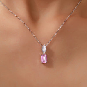 Lafonn Emerald Cut Lab-Grown Pink Sapphire & Simulated Diamond Pendant