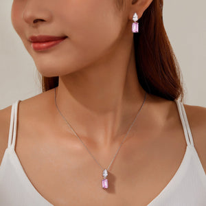 Lafonn Emerald Cut Lab-Grown Pink Sapphire & Simulated Diamond Pendant