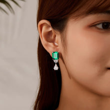 Load image into Gallery viewer, Lafonn Emerald Cut Simulated Emerald and Lassaire Diamond Drop Earrings
