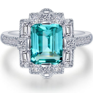 Lafonn Fancy Lab-Grown Sapphire Halo Teal Sapphire Ring