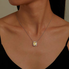 Load image into Gallery viewer, Lafonn Fancy Yellow Simulated Diamond Emerald-Cut Halo Necklace
