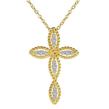 Load image into Gallery viewer, Lafonn Gold Plated Simulated Diamond Rope Texture Cross Pendant
