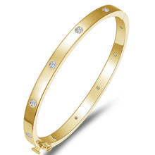 Load image into Gallery viewer, Lafonn High Polish Round Cut Simulated Diamond Gold Plated Bangle Bracelet
