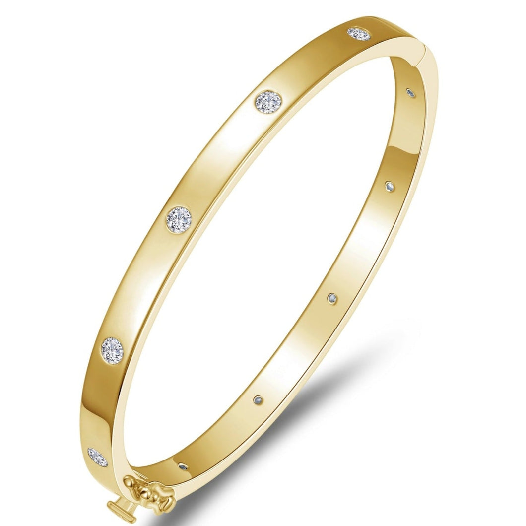 Lafonn High Polish Round Cut Simulated Diamond Gold Plated Bangle Bracelet