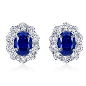 Lafonn Lab-Grown Blue Sapphire & Simulated Diamond Halo Stud Earrings