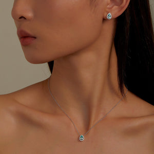 Lafonn Lab-Grown Pear Cut Teal Sapphire Halo Stud Earrings
