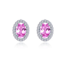Load image into Gallery viewer, Lafonn Lab-Grown Pink Sapphire &amp; Simulated Diamond Halo Stud Earrings
