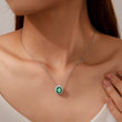 Load image into Gallery viewer, Lafonn Oval Cut Simulated Emerald &amp; Diamond Halo Pendant
