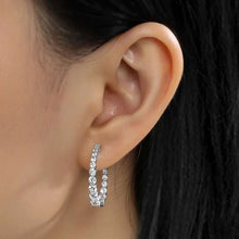 Load image into Gallery viewer, Lafonn Round Cut One Inch Graduating Simulated Diamond Hoop Earrings
