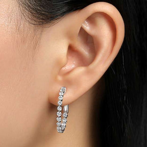 Lafonn Round Cut One Inch Round Cut Simulated Diamond Hoop Earrings