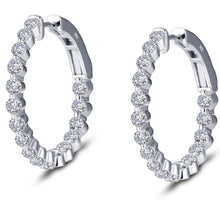 Load image into Gallery viewer, Lafonn Round Cut One Inch Round Cut Simulated Diamond Hoop Earrings
