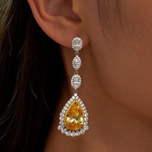 Load image into Gallery viewer, Lafonn Simulated Canary Yellow Pear Cut Diamond Earrings
