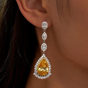 Lafonn Simulated Canary Yellow Pear Cut Diamond Earrings
