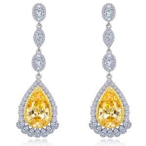 Lafonn Simulated Canary Yellow Pear Cut Diamond Earrings