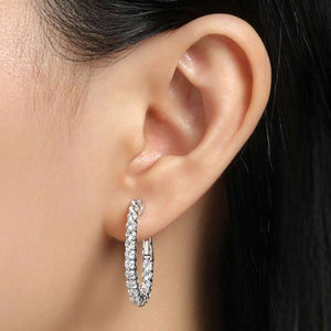 Lafonn Simulated Diamond Oval Shape Hoop Earrings
