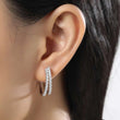 Load image into Gallery viewer, Lafonn Simulated Diamond Oval Shaped Double Hoop Earrings
