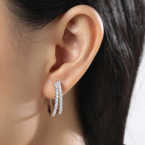 Lafonn Simulated Diamond Oval Shaped Double Hoop Earrings