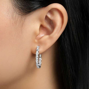 Lafonn Simulated Diamond Round Cut Hoop Earrings
