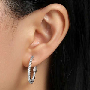 Lafonn Simulated Diamond Round Cut Thin Hoop Earrings