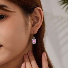 Load image into Gallery viewer, Lafonn Simulated Pink Sapphire &amp; Diamond Halo Drop Earrings
