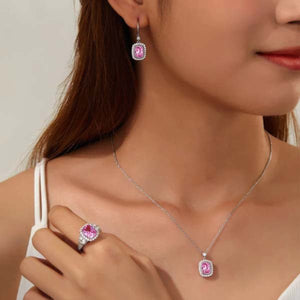 Lafonn Simulated Pink Sapphire & Diamond Halo Drop Earrings