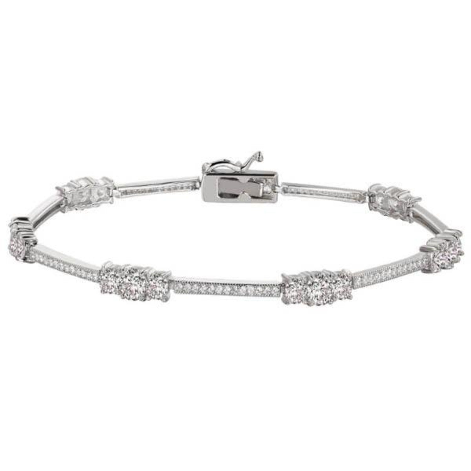 Amazon.com: Lafonn Classic Simulated Diamond Bracelet, Platinum-Plated:  Clothing, Shoes & Jewelry