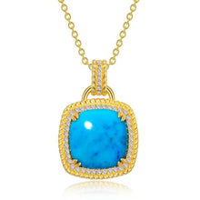 Load image into Gallery viewer, Lafonn Turquoise Pendant with Square Shaped Simulated Diamond Halo
