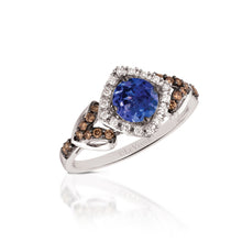 Load image into Gallery viewer, Le Vian Chocolatier Blueberry Tanzanite Chocolate Diamond Compass Halo Ring
