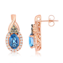Load image into Gallery viewer, Le Vian Chocolatier® Deep Sea Blue Topaz &amp; Chocolate Diamond Earrings
