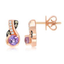Load image into Gallery viewer, Le Vian Chocolatier Cotton Candy Amethyst Twist Chocolate Diamonds Earrings in Strawberry Gold
