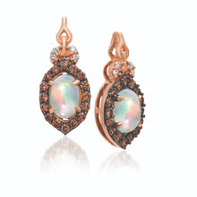 Load image into Gallery viewer, Le Vian Chocolatier® Earrings featuring 5/8 cts. Neopolitan Opal?, 1/4 cts. Chocolate Diamonds®, Vanilla Diamonds® set in 14K Strawberry Gold®
