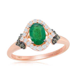 Le Vian Chocolatier Oval Shaped Halo Emerald Ring