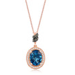 Load image into Gallery viewer, Le Vian Chocolatier® Pendant featuring 1 7/8 cts. Deep Sea Blue Topaz?, 1/20 cts. Chocolate Diamonds®, 1/10 cts. Vanilla Diamonds® set in 14K Strawberry Gold®
