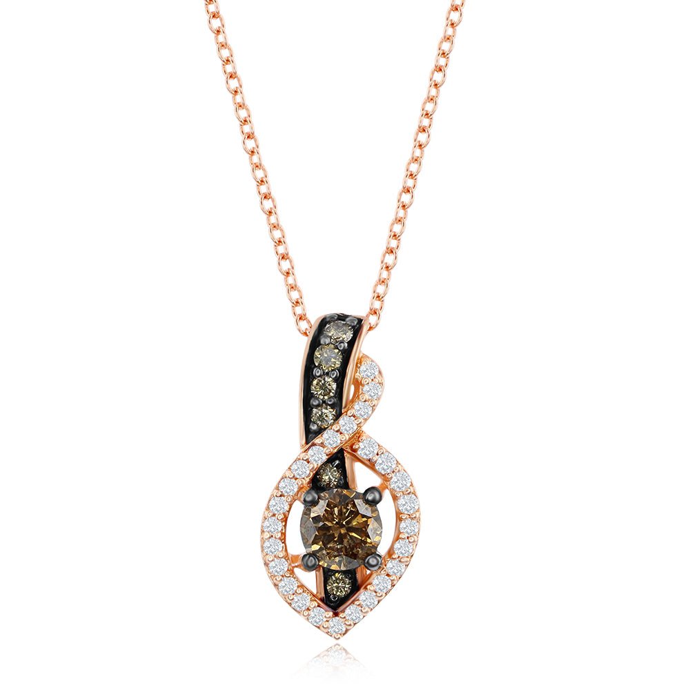 Elegant Rose Gold Necklace with Faux Chocolate Diamond