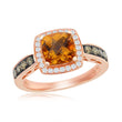 Load image into Gallery viewer, Le Vian Chocolatier Cinnamon Citrine Ring Featuring a 1.25 Carat Round Cut Cinnamon Citrine, 1/4 Carats Round Cut Chocolate Diamonds and 1/8 Carats Round Cut Vanilla Diamond Set in 14K Strawberry Gold. Tag WIZZ 13CT.
