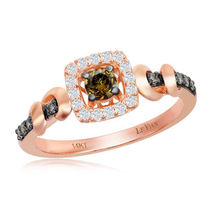 Le Vian Chocolatier® Ring featuring 1/4 cts. Chocolate Diamonds®, 1/10 cts. Vanilla Diamonds® set in 14K Strawberry Gold®